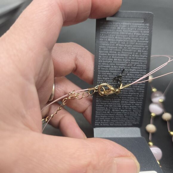 Bijou Brigitte Glass Beaded Necklace Layered 15" Adjustable Boho Pink NEW - Picture 4 of 6